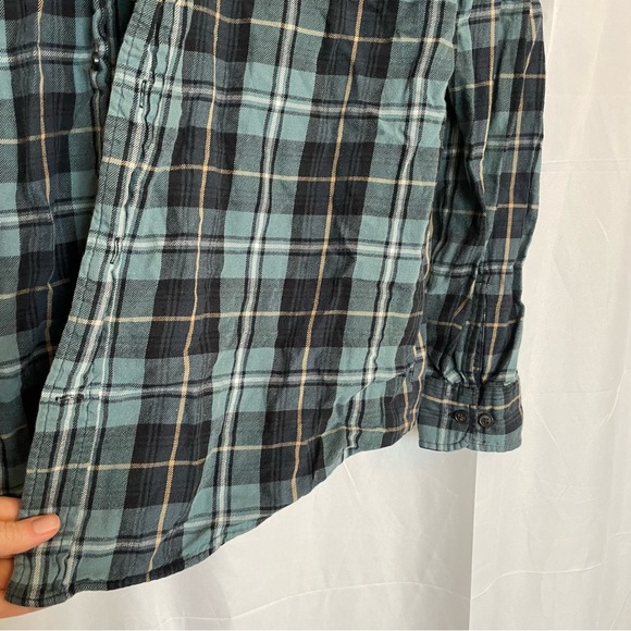 ST JOHNS BAY Men’s Green Blue Plaid Flannel Long Sleeve Size Medium - Picture 5 of 11